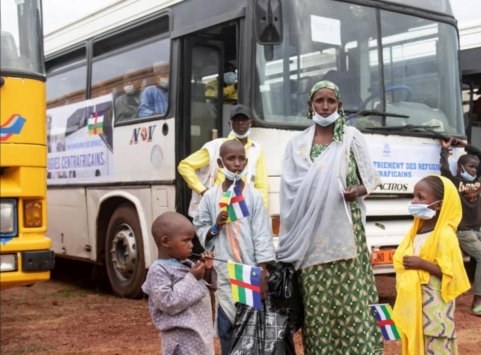 Hadjara Harouna, 37, arrives at a transit centre in Beloko in the Central African Republic after spending eight years in Cameroon
