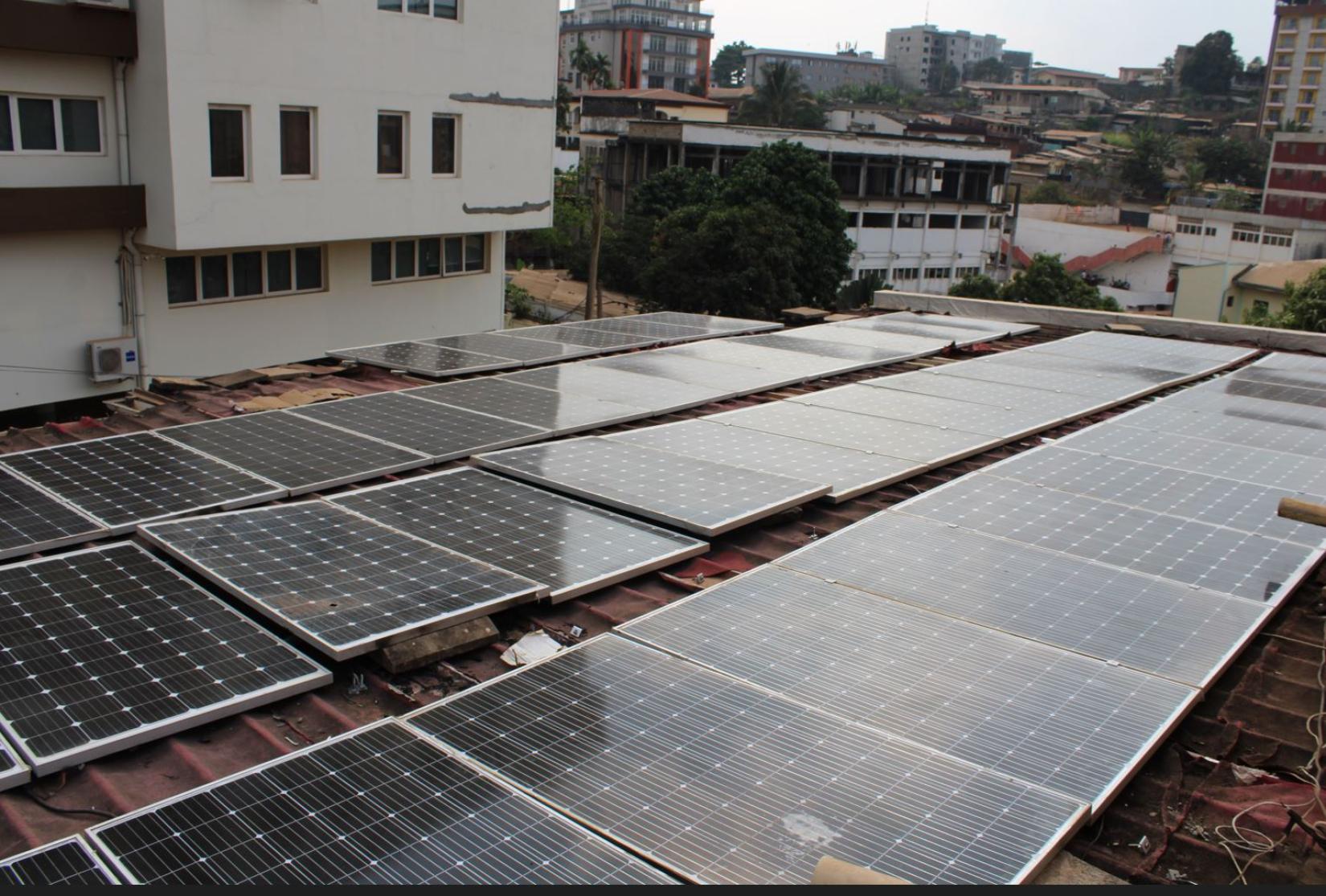 A cross-section of the photovoltaic Solar Panels installed on the roof of the UNDP project building